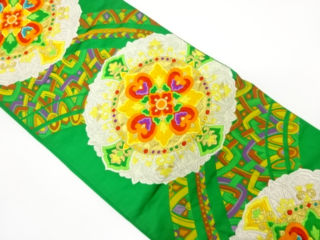 アンティーク　華紋に抽象模様織り出し袋帯（着用可）